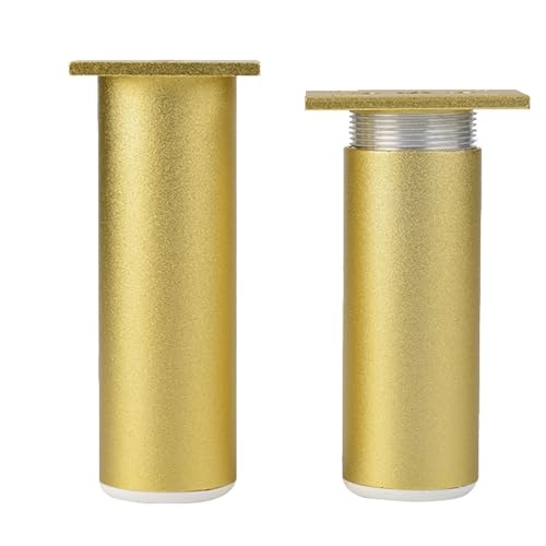 Dwinenixtor 4 Stück Verstellbare Sofafüße, Metall Sofa Füße Runde DIY Schrank Füße HöHe: 6-40cm (+12mm) Tischbeine Aluminiumlegierung | Eloxierte OberfläChe Stützfüße Gold Ersatz Beine 35cm/13.8" von Dwinenixtor