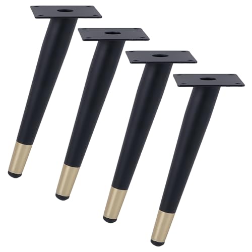 Dwinenixtor DIY Tischbeine, Schräge Möbelfuß 4 Stück Stützfüße Eisen | Tragfähigkeit Esstischbeine beträgt: 800KG(4 Stück) Sideboard füße Höhe: 10-100cm Schwarz mit Gold Kommode Füße 70cm/27.5" von Dwinenixtor