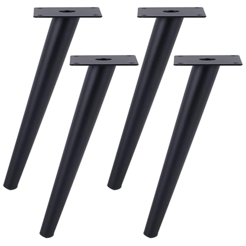 Dwinenixtor Metall Tischbeine, Schräge Kegel Kommode Füße 4 Stück Stützfüße Eisen | Galvanikfläche Moebelfuesse Höhe: 10-100cm Schwarze Möbelfuß Mit Schraube 60cm/23.6" von Dwinenixtor