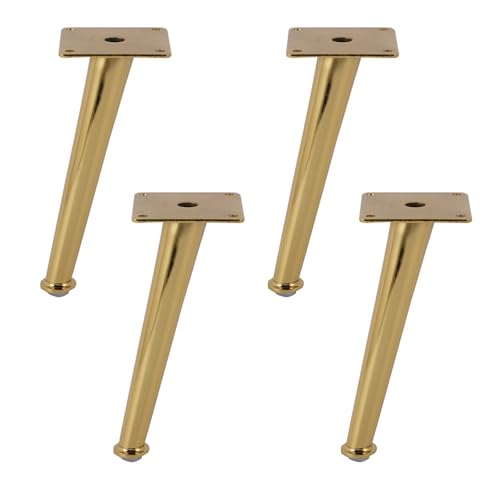 Dwinenixtor Möbelbeine, 4 Stück Möbelfüße Gold Tischbeine Eisen | Galvanikfläche Schrankfüße Höhe: 10-30cm Schräge Kegel Kommode Füße Stützfüße Möbelfuß Mit Schraube 15cm/6" von Dwinenixtor