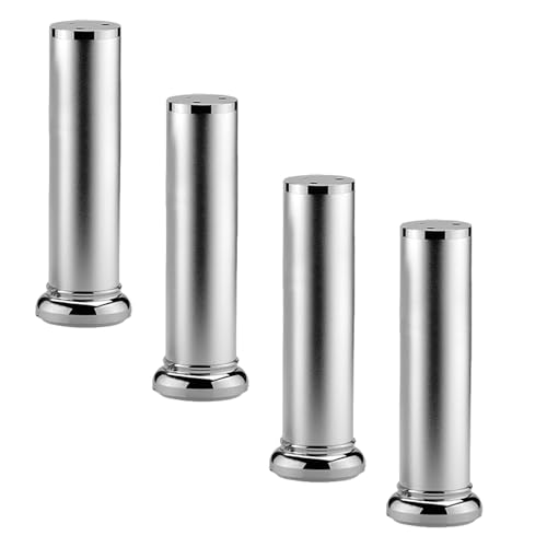 Dwinenixtor Möbelfüße, 4 Stück Verstellbar Möbelbeine Höhe: 8-30cm (+20mm) Möbelfuß Aluminiumlegierung | Eloxierte Oberfläche Silber Moebelfuesse Runde Couchtisch Füße Tischbeine Stützfüße 20cm/7.9" von Dwinenixtor
