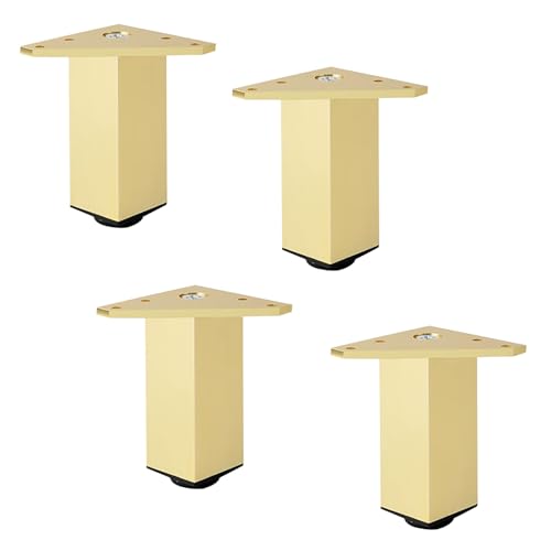 Dwinenixtor Möbelfüße Gold, 4 Stück Möbelbeine Verstellbar Stützfüße Aluminiumlegierung | Eloxierte Oberfläche Moebelfuesse Quadrat Kommode Füße Höhe: 6-40cm Tischbeine Mit Schraube 6cm/2.4" von Dwinenixtor