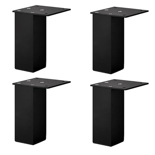 Dwinenixtor Möbelfüße Schwarz, Quadrat Möbelbeine Höhe: 3-40cm (+18mm) Möbelfuß 4 Stück Verstellbar Moebelfuesse Metall DIY Couchtisch Füße Aluminiumlegierung | Eloxierte Oberfläche Tischbeine 5cm/2" von Dwinenixtor
