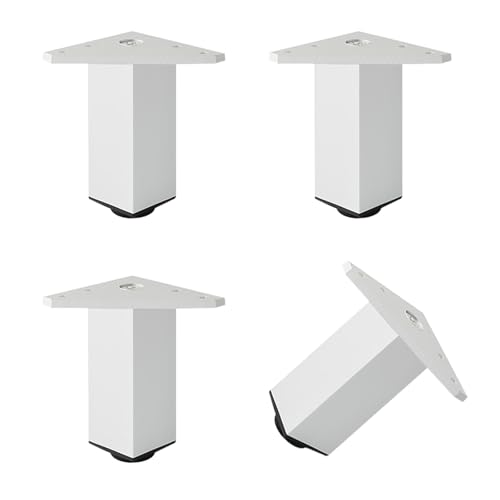 Dwinenixtor Möbelfüße Silber, 4 Stück Möbelbeine Verstellbar Stützfüße Aluminiumlegierung | Eloxierte Oberfläche Moebelfuesse Quadrat Kommode Füße Höhe: 6-40cm Tischbeine Mit Schraube 6cm/2.4" von Dwinenixtor