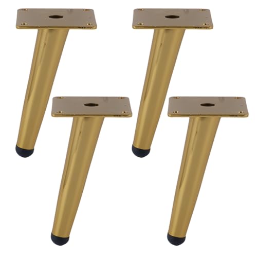 Dwinenixtor Möbelfuß, 4 Stück Möbelbeine Möbelfüße Eisen | Galvanikfläche Moebelfuesse Schräge Kegel Höhe: 10-100cm Bett Füße Gold Mit Schraube 25cm/9.8" von Dwinenixtor