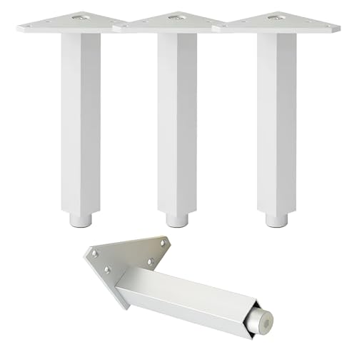 Dwinenixtor Schrankfüße Höhenverstellbare, 4 Stück Möbelfüße Quadrat Ersatz Beine Aluminiumlegierung | Eloxierte OberfläChe DIY Kommodenfüße HöHe: 6-40cm (+5mm) Tischbeine Silber Stützfüße 25cm/9.8" von Dwinenixtor