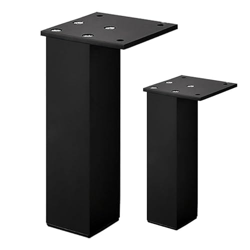 Dwinenixtor Schwarz Tischbeine, Verstellbar Tischfüße HöHe: 3-40cm (+18mm) Metall DIY Tischbein Quadrat Couchtisch Füße Aluminiumlegierung | Eloxierte OberfläChe Tischfuß 4 Stück Stützfüße 6cm/2.4" von Dwinenixtor