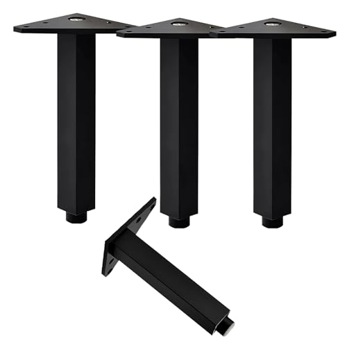 Dwinenixtor Sofa Füße Höhenverstellbare, 4 Stück Möbelfüße Quadrat Ersatz Beine Aluminiumlegierung | Eloxierte OberfläChe DIY Schrank Füße HöHe: 6-40cm (+5mm) Tischbeine Schwarze Stützfüße 35cm/13.8" von Dwinenixtor