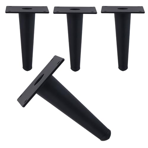 Dwinenixtor Sofabeine Schwarze, 4 Stück Möbelbeine Kegel Stützfüße Eisen | Galvanikfläche Moebelfuesse Höhe: 10-100cm Möbelfüße Kommode Füße Mit Schraube 20cm/7.9" von Dwinenixtor