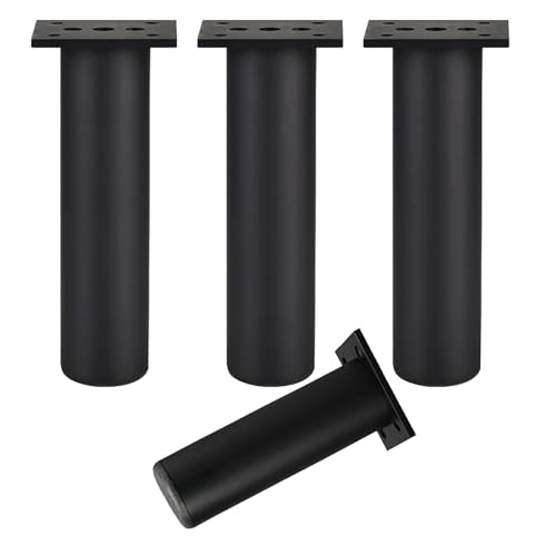 Dwinenixtor Sofafüße Schwarz, 4 Stück Verstellbare Sofa Füße Metall DIY Schrank Füße HöHe: 6-40cm (+12mm) Tischbeine Aluminiumlegierung | Eloxierte OberfläChe Stützfüße Runde Ersatz Beine 20cm/7.9" von Dwinenixtor