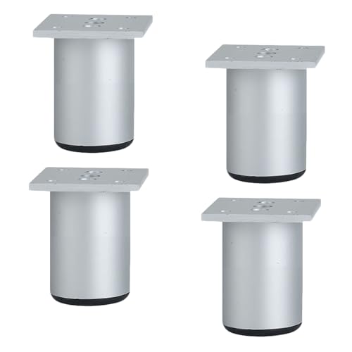 Dwinenixtor Sofafüße Silber, 4 Stück Verstellbare Sofa Füße Metall DIY Schrank Füße HöHe: 6-40cm (+12mm) Tischbeine Aluminiumlegierung | Eloxierte OberfläChe Stützfüße Runde Ersatz Beine 8cm/3.1" von Dwinenixtor