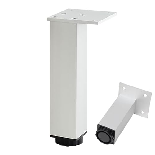 Dwinenixtor Sofafüße Silber, Verstellbar Möbelfüße Metall DIY Schrank Füße HöHe: 3-40cm (+18mm) Quadrat Tischbeine Aluminiumlegierung | Eloxierte OberfläChe Stützfüße 4 Stück Ersatz Beine 25cm/9.8" von Dwinenixtor