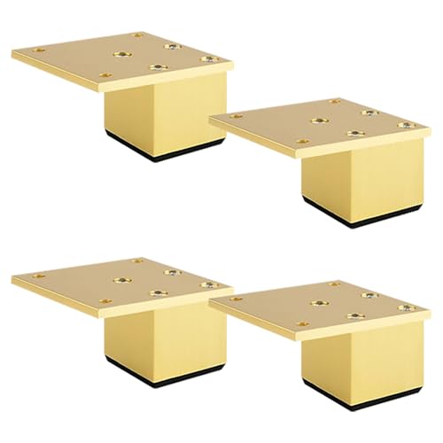 Dwinenixtor Tischbeine Gold, Quadrat Tischfüße Verstellbar Tischfuß HöHe: 3-40cm (+18mm) Metall DIY Tischbein Couchtisch Füße Aluminiumlegierung | Eloxierte OberfläChe 4 Stück Stützfüße 3cm/1.2" von Dwinenixtor