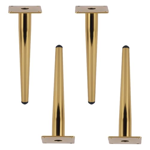 Dwinenixtor Tischbeine Modernes, 4 Stück Stützfüße Gold Möbelfuß Eisen | Galvanikfläche Sideboard füße Höhe: 10-100cm Kegel Kommode Füße Mit Schraube 90cm/35.4" von Dwinenixtor