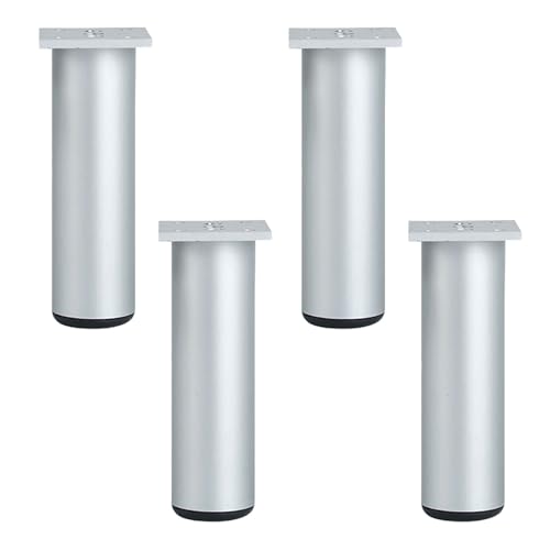 Möbelfüße 10cm, 4 Stück Verstellbar Möbelbeine Höhe: 6-40cm ( +12mm ) Möbelfuß Silber Moebelfuesse Runde Couchtisch Füße Aluminiumlegierung | Eloxierte Oberfläche Tischbeine Stützfüße 40cm/15.7" von Dwinenixtor