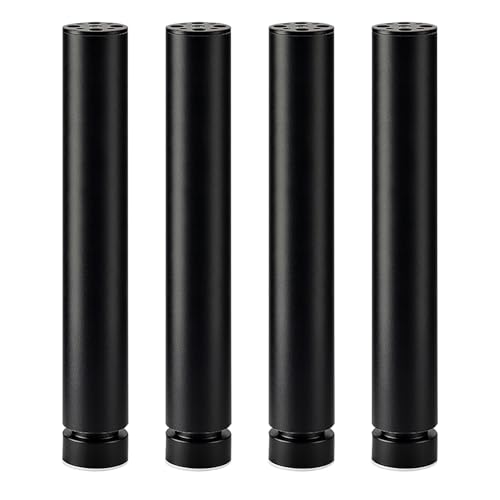 Möbelfüße Runde, 4 Stück Möbelbeine Schwarze Sofafüße Aluminiumlegierung | Eloxierte Oberfläche Moebelfuesse Höhe: 6-40cm Verstellbar Kommode Füße Tischbeine Stützfüße Mit Schraube 18cm/7" von Dwinenixtor