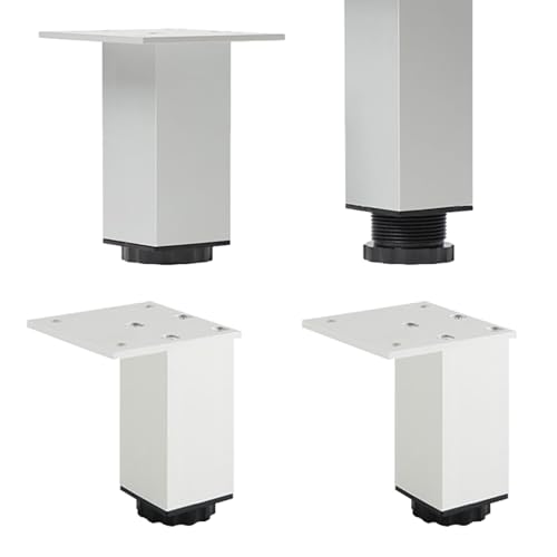 Möbelfüße Silber, Quadrat Möbelbeine Höhe: 3-40cm ( +18mm ) Möbelfuß 4 Stück Verstellbar Moebelfuesse Metall DIY Couchtisch Füße Aluminiumlegierung | Eloxierte Oberfläche Tischbeine 6cm/2.4" von Dwinenixtor