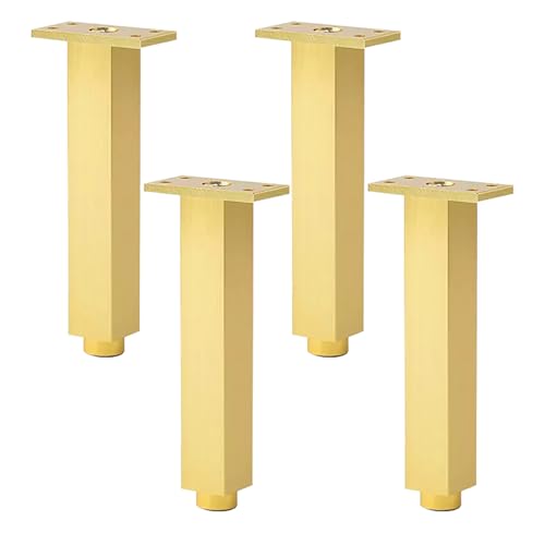 Möbelfuß, 4 Stück Möbelbeine Verstellbar Möbelfüße Aluminiumlegierung | Eloxierte Oberfläche Moebelfuesse Quadrat Höhe: 6-40cm Kommode Füße Gold Tischbeine Stützfüße Mit Schraube 25cm/9.8" von Dwinenixtor