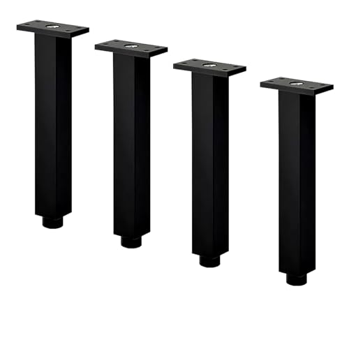 Möbelfuß, 4 Stück Möbelbeine Verstellbar Möbelfüße Aluminiumlegierung | Eloxierte Oberfläche Moebelfuesse Quadrat Höhe: 6-40cm Kommode Füße Schwarze Tischbeine Stützfüße Mit Schraube 25cm/9.8" von Dwinenixtor
