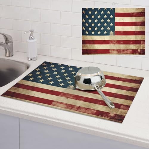 Abtropfmatte mit amerikanischer USA-Flagge, saugfähig, rutschfest, Mikrofaser, Abtropfmatten für Küche, Theke, Urlaubsdekoration, 45,7 x 61 cm von Dwrepo