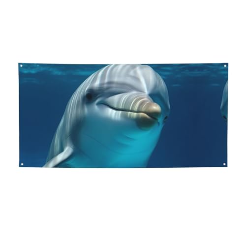 Delphin mit einem Lächeln Aufdruck Happy Holidays Banner Geburtstag Banner Hintergrund Weihnachten Hintergrund für Urlaub Weihnachten Dekorationen Medium von Dwrepo