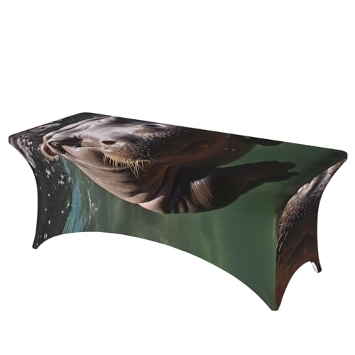 Tischdecke, Tauchen mit Nilpferd-Druck, rechteckig, dehnbar, Spandex, Tischdecke für Veranstaltungen, Hochzeiten, Bankette und Partys von Dwrepo