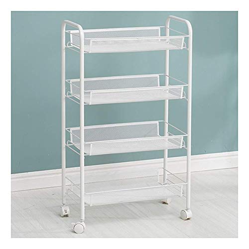 Dxbqm Aufbewahrungsorganisator Küchenwagen 4-stufiges Edelstahlmetall mit Radaufbewahrungsregal 44 x 26 x 86 cm (Farbe: 3#) von Dxbqm