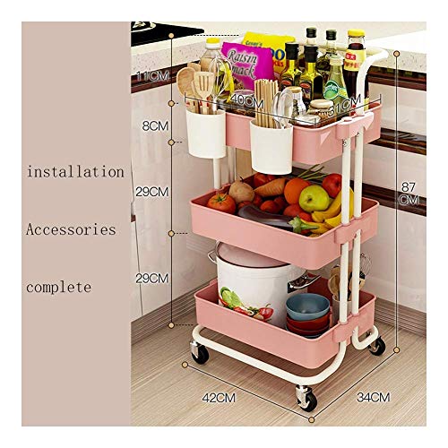 Dxbqm Storage Organizer Home 3Tier Küchenwagen Rollwagen Lagerung auf abschließbaren Rädern Utility Cart Einfach zu montierendes Zubehör Komplett (Farbe: 4#) von Dxbqm
