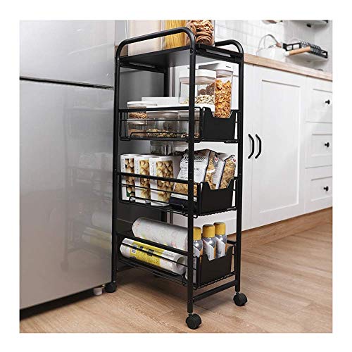 Dxbqm Storage Organizer Küche Mobile Trolley Rack Boden Mehrschichtige Schublade Typ Steckplatz Lagerschrank Schnell von Dxbqm
