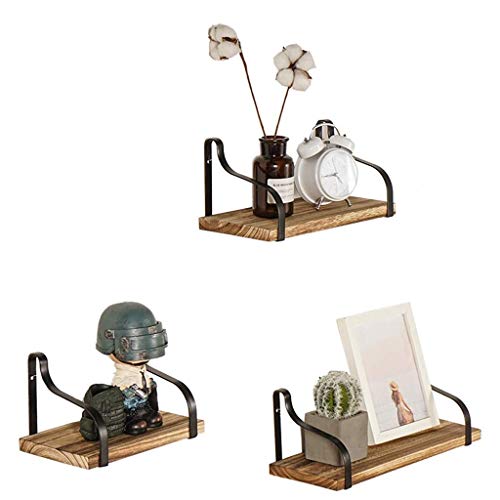 Dxbqm Storage Organizer Set mit 3 schwimmenden Regalen Holzfarbe Dunkelbraun Wanddekoration von Dxbqm