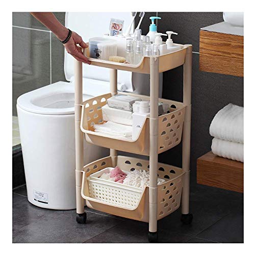 Dxbqm Storage Organizer Storage Rack Trolley Badezimmerregal Floortoceiling Einfacher Gebrauchswagen mit rollenden Rädern (Größe: 37,5 x 32 x 72,5 cm) von Dxbqm