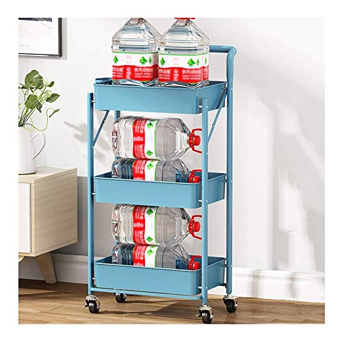 Dxbqm Storage Organizer Storage Trolley Cart Badezimmer Küche Flur Mobile Rack Abschließbare Rollen Faltbar Keine Installation erforderlich (Farbe: 1#) von Dxbqm