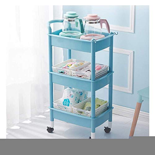 Dxbqm Storage Organizer Storage Trolley Rollwagen auf Rädern Wohnzimmer Snacks Schlafzimmer Milchpulver SpaceSaving Shelf Shelving (Farbe: 2#) von Dxbqm