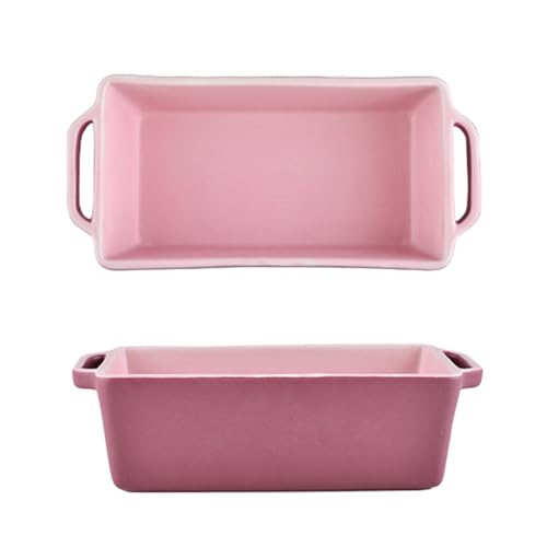 Dxcaicc Backblech Geeignet Für Ihre Freunde Und Familie Auf Einweihungsmode Zweifarbiges Spleißen Doppelohr Zu Hause Lasagne Gerichte,Rosa,Rectangular Small von Dxcaicc