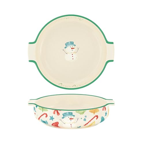 Dxcaicc Backblech Green Edge Weihnachten Cartoon Muster Schneemann Verschiedene Formen Doppelgriff Backschüssel Geschirr Geeignet Für Backofen Und Mikrowelle,Circle Dxcaicc Backblech Green Edge Weihnachten Cartoon Muster Schneemann Verschiedene Formen Doppelgriff Backschüssel Geschirr Geeignet Für Backofen Und Mikrowelle,Circle von Dxcaicc