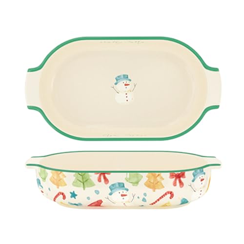 Dxcaicc Backblech Green Edge Weihnachten Cartoon Muster Schneemann Verschiedene Formen Doppelgriff Backschüssel Geschirr Geeignet Für Backofen Und Mikrowelle,Oval Rectangle Dxcaicc Backblech Green Edge Weihnachten Cartoon Muster Schneemann Verschiedene Formen Doppelgriff Backschüssel Geschirr Geeignet Für Backofen Und Mikrowelle,Oval Rectangle von Dxcaicc