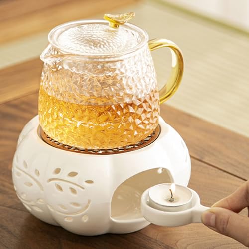 Dxcaicc Keramik-Teekannenwärmer mit Löffel zum Erhitzen von Tee, Kaffee und Milch, Teewärmer für Teekanne, Keramik-Teekanne und andere hitzebeständige Geschirrwärme von Dxcaicc