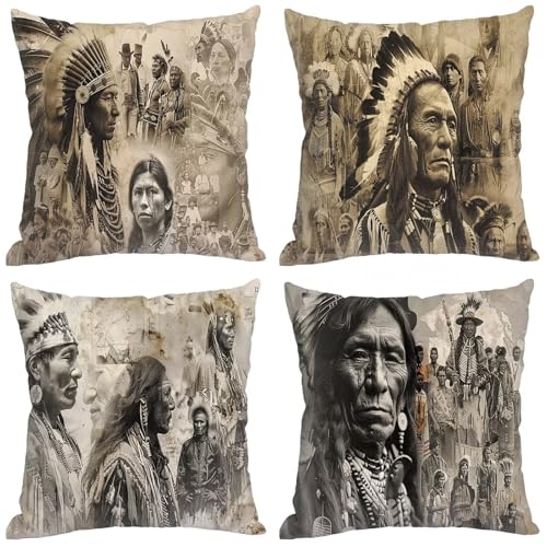 Outdoor Kissen indianer, Atmungsaktiv Kissenbezug 35x35, Soft Kissenhüllen 35x35 cm 4er Set, Religion Kissenbezüge Outdoor Dekokissen for Garten Balkon Deko, Geburtstagsgeschenk für Frauen S-162 Outdoor Kissen indianer, Atmungsaktiv Kissenbezug 35x35, Soft Kissenhüllen 35x35 cm 4er Set, Religion Kissenbezüge Outdoor Dekokissen for Garten Balkon Deko, Geburtstagsgeschenk für Frauen S-162 von Dxoaoocc