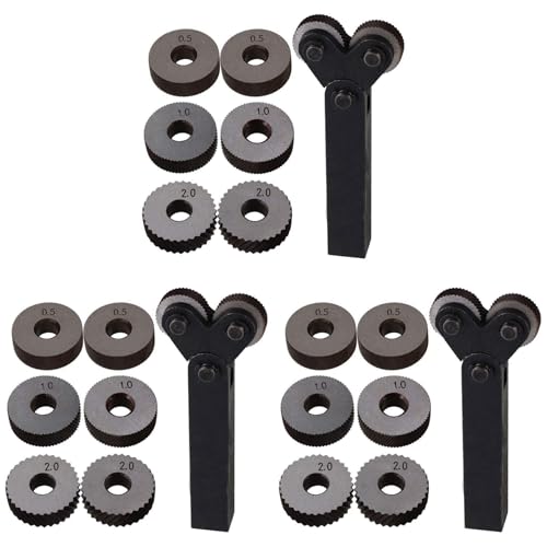 Dxoniislh 21-teiliges Doppelrad-Rändelwerkzeug-Set, 0,5 mm, 1 mm, 2 mm, lineares Rad-Set, Stahldrehmaschine, Rändelwerkzeug von Dxoniislh