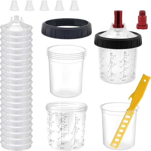 Dxoniislh Einweg-Farbmischbecher-System-Set – 20 Farbbecher mit Deckel, harte Becher mit Halteringen, 5 Stopfen, 2 Becheradapter Dxoniislh Einweg-Farbmischbecher-System-Set – 20 Farbbecher mit Deckel, harte Becher mit Halteringen, 5 Stopfen, 2 Becheradapter von Dxoniislh