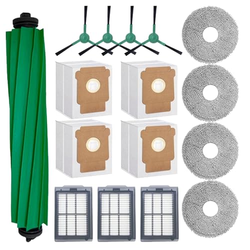 Dxyue 16-teiliges Ersatzteil-Set für iRobot Roomba Plus 405 Combo/505 Combo Saugroboter, 1 Gummibürste, 4 Wischtuch, 4 Staubbeutel, 3 Filter, 4 Seitenbürsten von Dxyue