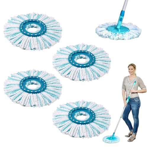Dyaucwpo 4 Stück Ersatzkopf Kompatibel mit Leifheit Clean Twist Disc Mop, Moppkopf Ersatz Mikrofaser, Wischmopp Rund Bodenwischer Ersatzteile Sehr Saugfähiger, 2-Faser-System für Alle Bodenarten von Dyaucwpo