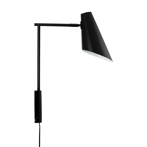 Dyberg Larsen Cale Mattschwarz Wandleuchte Innen mit Überstand | Hergestellt aus mattschwarzem Metall - Mattschwarz - Für die Verwendung in Innenräumen - 40 W/E14 - Dänisches Design - Modern - Leicht von Dyberg Larsen