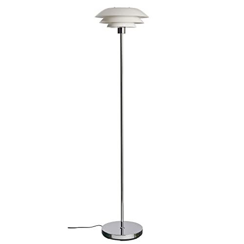 Dyberg Larsen - Mattsweiß - DL31- Stehlampe -Hergestellt aus Mattweißem und verchromtem Metall - Mattweiß/Chrom - lampe wohnzimmer - 60W/ E27 - Dänisches Design - Modern - Leicht von Dyberg Larsen