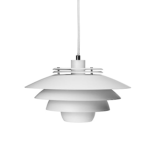 Dyberg Larsen - Ejka - Mattweiß - Hängeleuchte - Hergestellt aus Mattweißem Metall - Mattschwarz - Deckenlampe Wohnzimmer - Ohne Leuchtmittel - 60 W/E27 - Dänisches Design - Modern - Leicht von Dyberg Larsen