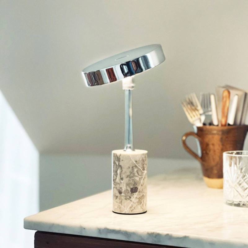 Dyberg Larsen LED-Akku-Tischlampe Starlight, chrom/grau von Dyberg Larsen