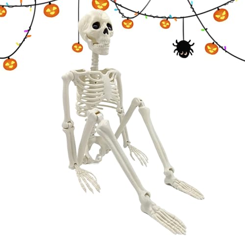 Dybnuhoc Halloween Skelette Dekoration Für Draußen - Ganzkörper Skelett Mit Beweglichen Gelenken Für Halloween,Schädel Knochen Dekofigur Party Tisch Kaminsims Garten Terrasse Innen Außen von Dybnuhoc