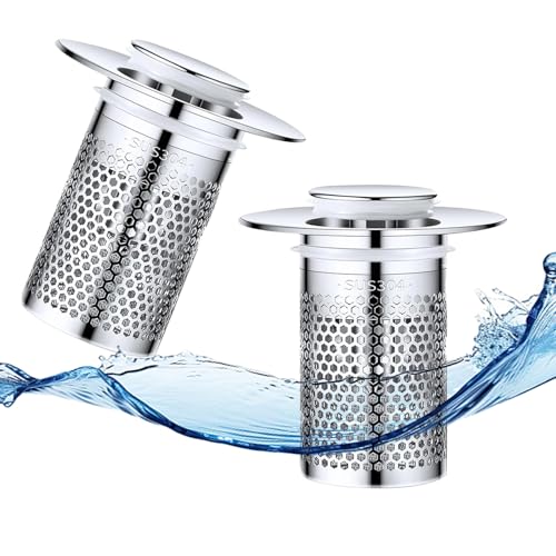 2 Stück WaschbeckenstöPsel Herausnehmbares Abflusssieb Waschbecken, Bodenablauf Filter aus Edelstahl Universal Pop Up Ablaufventil Waschbecken Mit Haarsieb für Küchen Bad Abflussstopfen 2 Stück WaschbeckenstöPsel Herausnehmbares Abflusssieb Waschbecken, Bodenablauf Filter aus Edelstahl Universal Pop Up Ablaufventil Waschbecken Mit Haarsieb für Küchen Bad Abflussstopfen von Dycjotyl