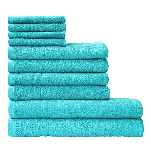 Dyckhoff Frottier 10-TLG Handtuch-Set KRISTALL, 100% Baumwolle, 2 Duschtücher, 4 Handtücher, 4 Seiftücher, türkis Dyckhoff Frottier 10-TLG Handtuch-Set KRISTALL, 100% Baumwolle, 2 Duschtücher, 4 Handtücher, 4 Seiftücher, türkis von Dyckhoff