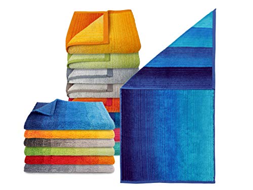 Bio-Badezimmerserie „Colori“ - erhältlich als Handtuchserie und als Badteppichserie in 8 brillanten Farbkombinationen, Duschtuch 70 x 140 cm, blau von Dyckhoff